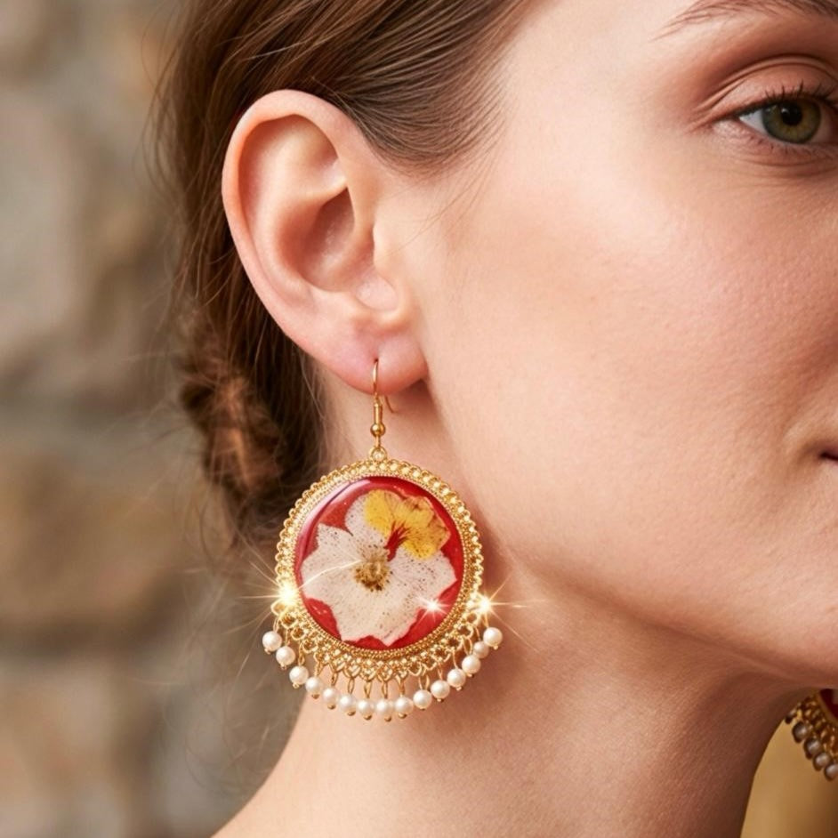 Scarlet Petal Jhumka